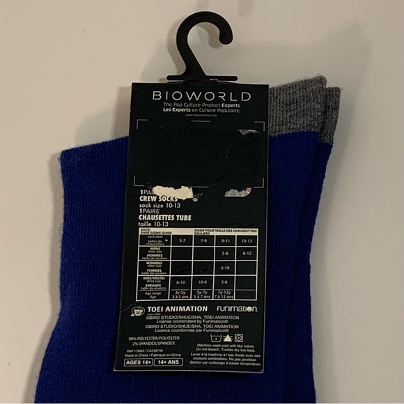 🐉 [2/$25] BIOWORLD DRAGON BALL FIGHTER Z BLUE CREW SOCKS - MEN'S SHOE SIZE 8-12 - Picture 6 of 8